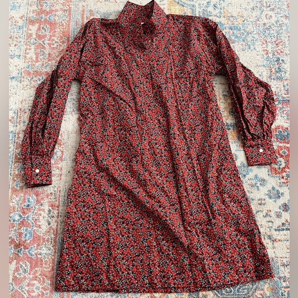 Ann Mashburn Anaya Popover Dress in red liberty fabric floral long-sleeved